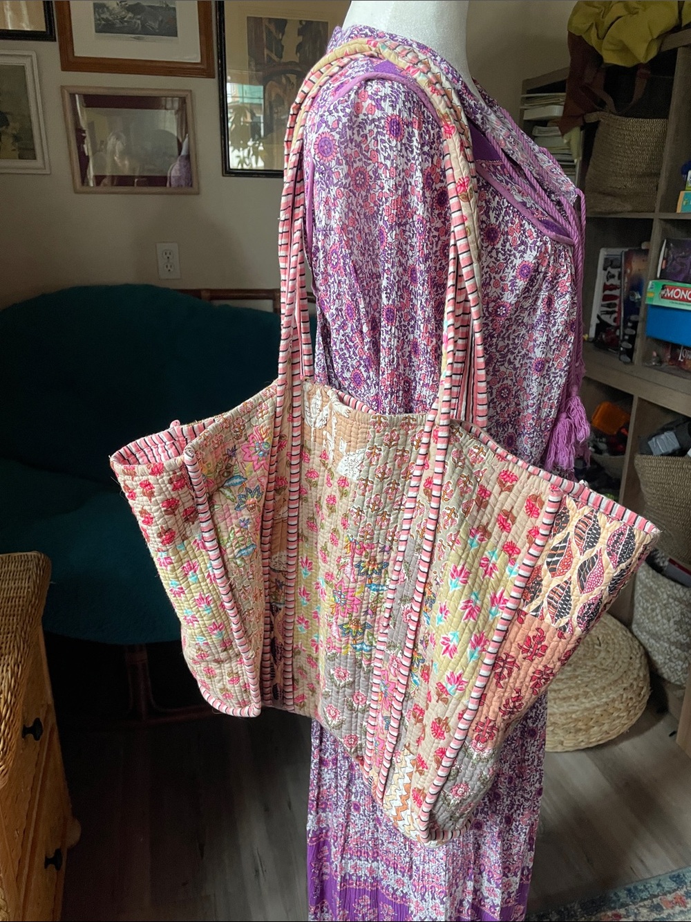 Kantha Quilted Tote Bag Extra Large